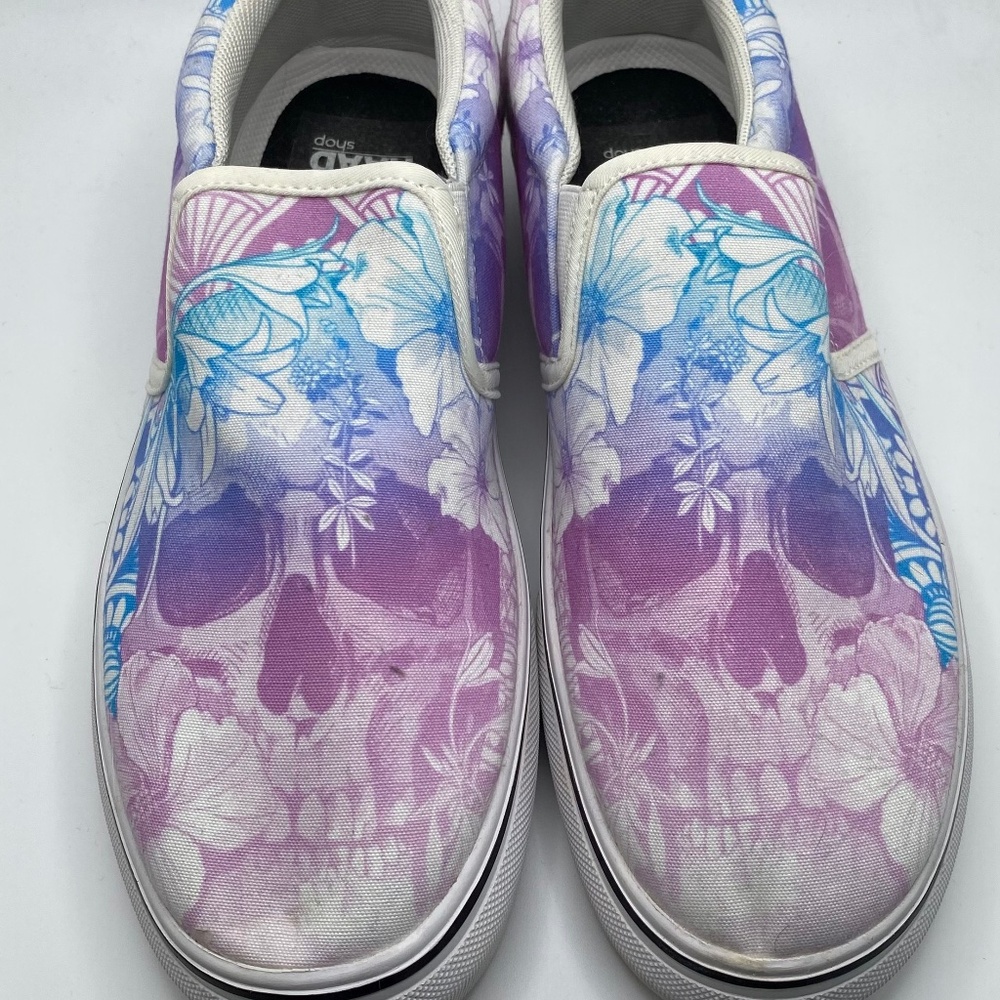 Watercolor Skull Athletic Shoe, Size 10